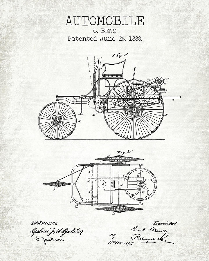 First automobile old patent Digital Art by Dennson Creative - Pixels