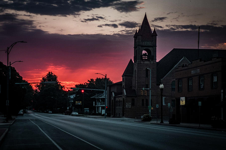 First Baptist Church Sunrise on Main Street #1 Photograph by Danny Mongosa