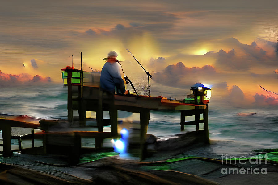 Fisherman at sunrise  #1 Photograph by Izet Kapetanovic