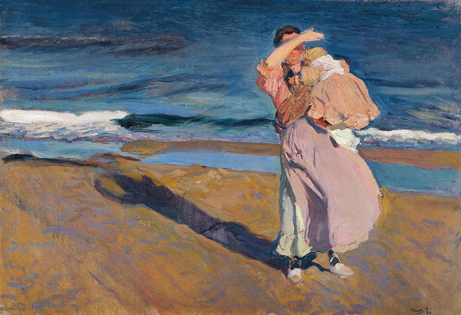 Beach Painting - Fisherwomen with her son #2 by Joaquin Sorolla