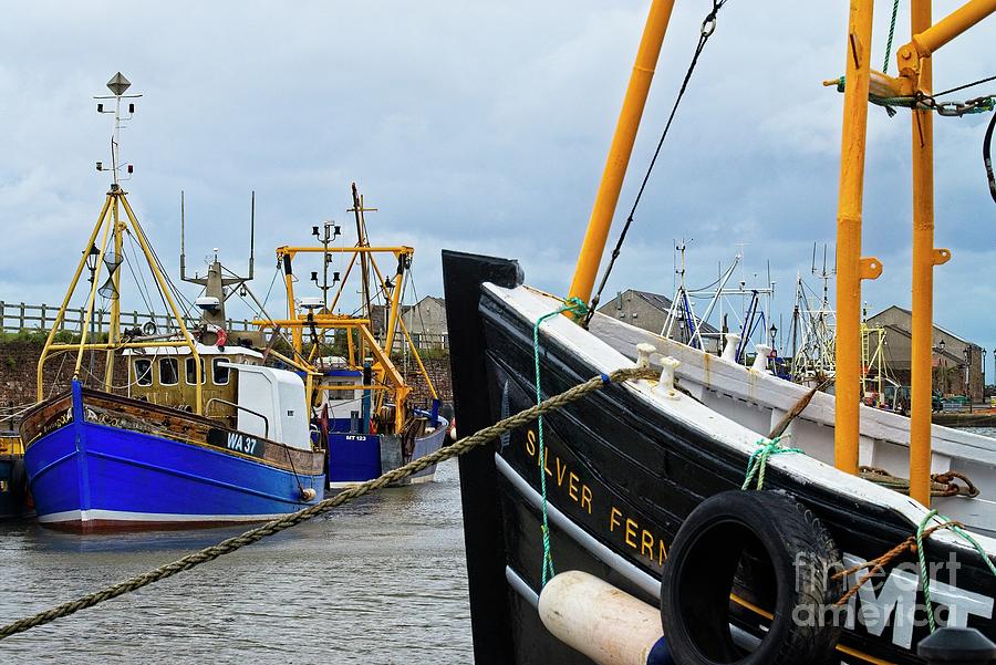 Fishing Boats in Maryport Harbour, Cumbria Bath Towel by Martyn