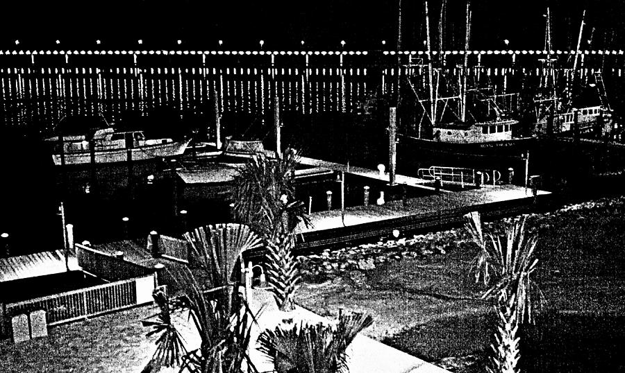 Fishing Boats Lit by Night Lights #1 Photograph by Kenny Glover