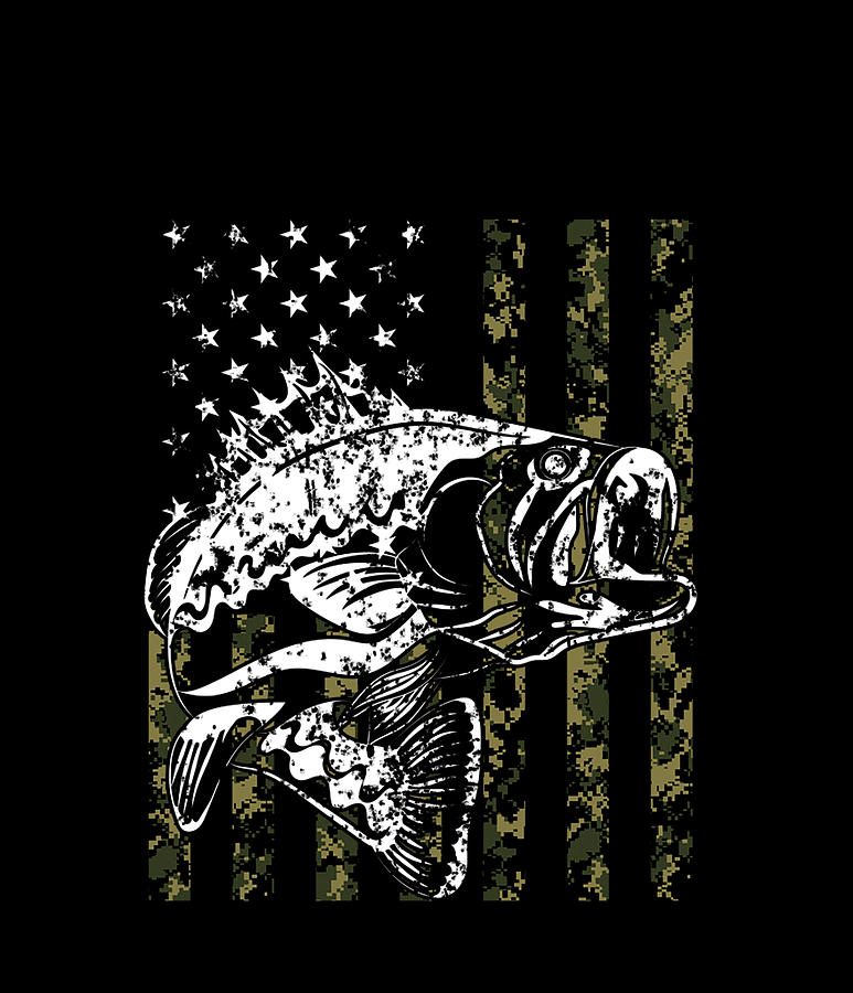 Fishing Camouflage American flag Fisherman Digital Art by Quynh Vo