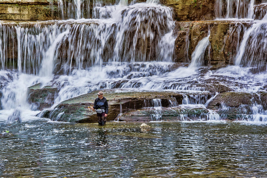 Fishing The Falls #1 Photograph by Cathy Kovarik