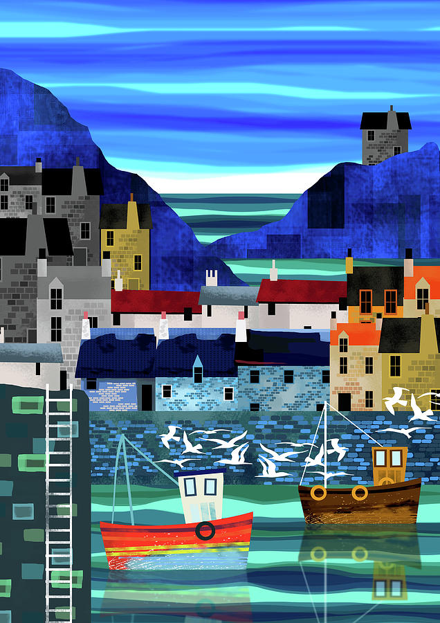 Architecture Mixed Media - Fishing Village #1 by Andrew Hitchen