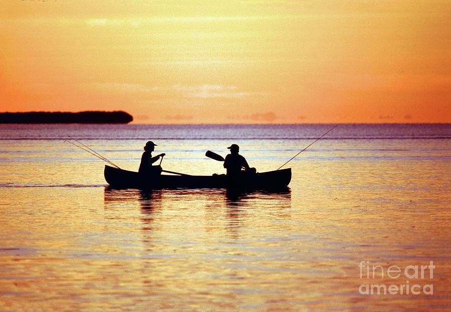 Fishermen on a Canoe in Florida Bay, Everglades National Park #1 Photograph by Wernher Krutein