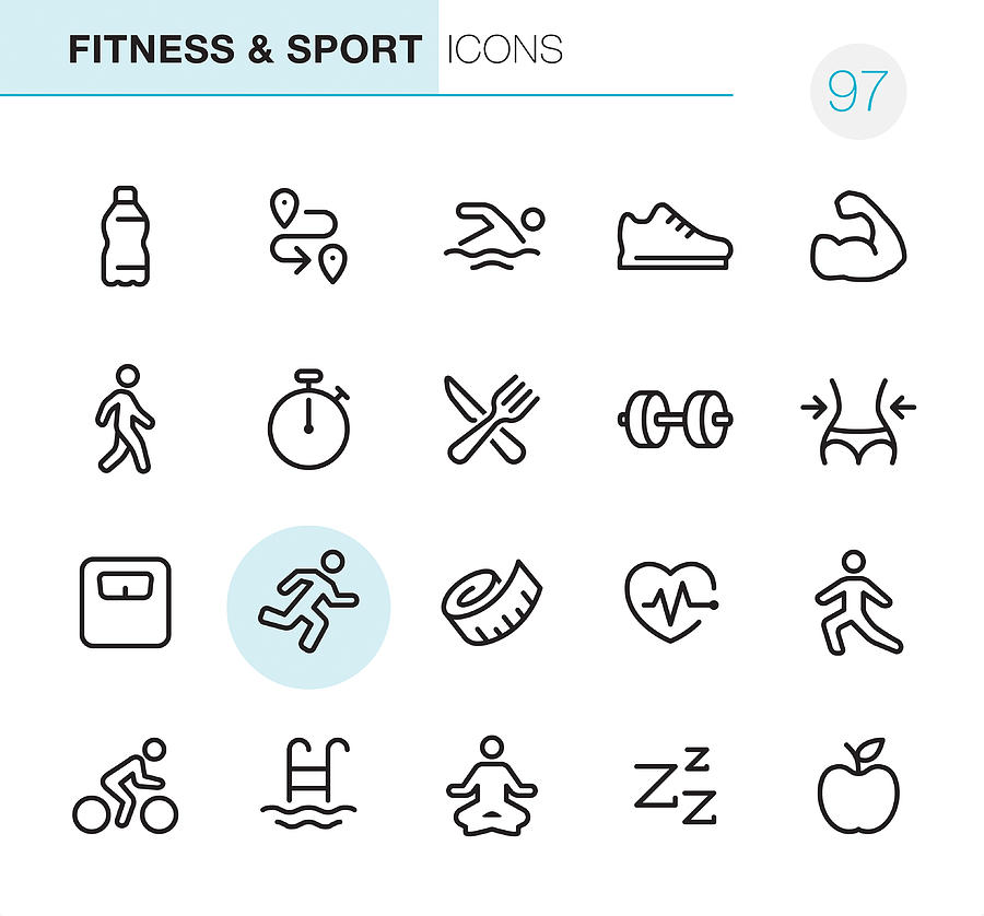 Fitness and Sport - Pixel Perfect icons Drawing by Lushik