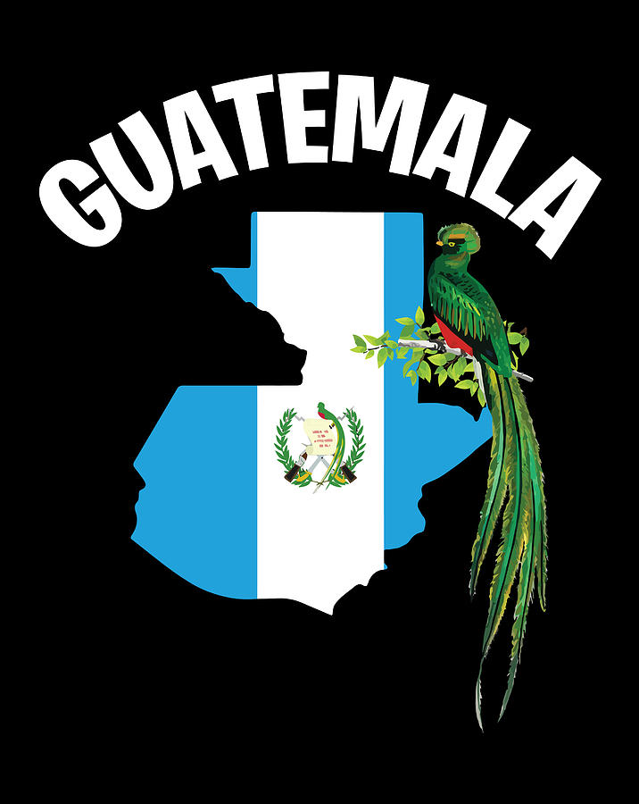 Flag Map and Quetzal Bird of Guatemala Digital Art by Naomi Carter