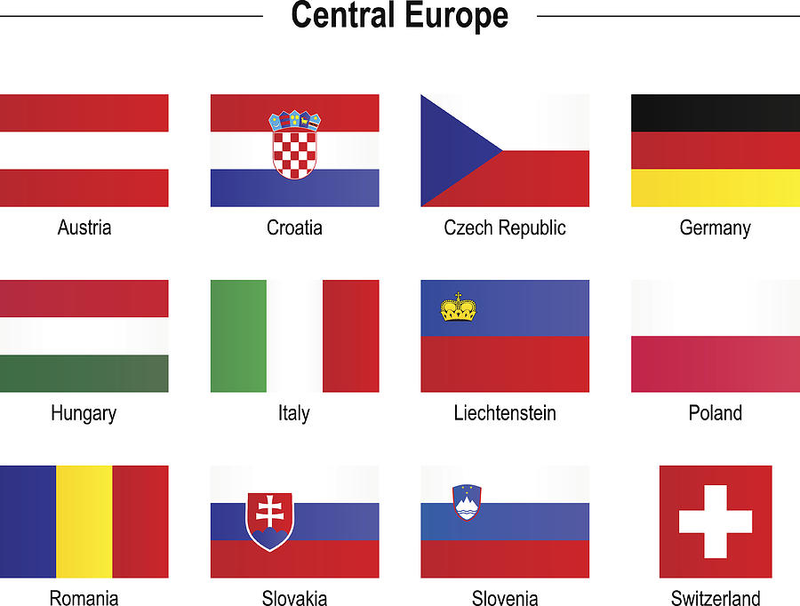 Flags - Central Europe #1 Drawing by Poligrafistka