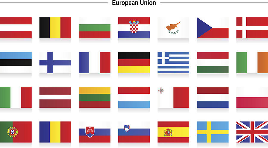 Flags of European Union #1 Drawing by Poligrafistka