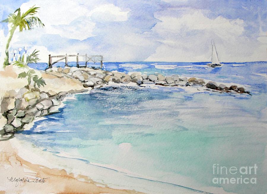 Flamingo Jetty #1 Painting by Mafalda Cento Flamingo Jetty #1 Painting by Mafalda Cento