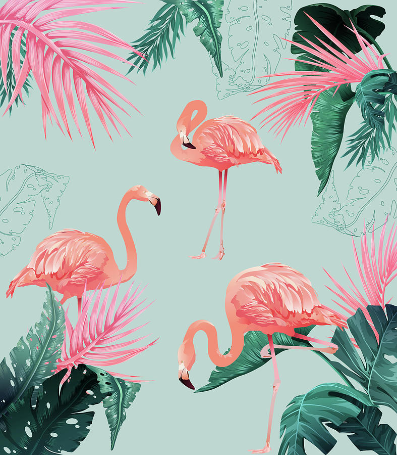 Flamingo Digital Art by JM Design - Fine Art America