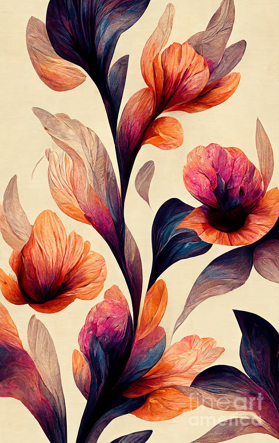 Flower Digital Art - Floral gradients #1 by Sabantha