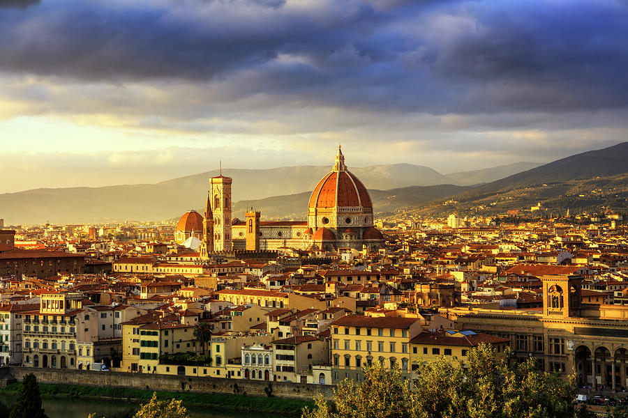Florence or Firenze, Duomo Cathedral landmark. Sunset view from  #1 Photograph by Stefano Orazzini