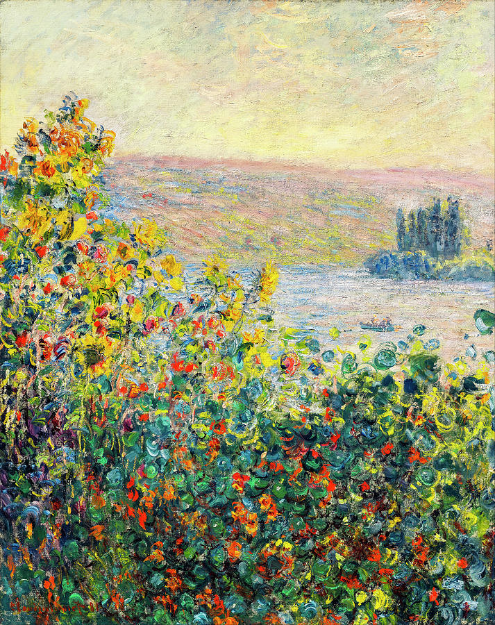 Flower Beds at Vetheuil by Claude Monet  #1 Painting by Claude Monet