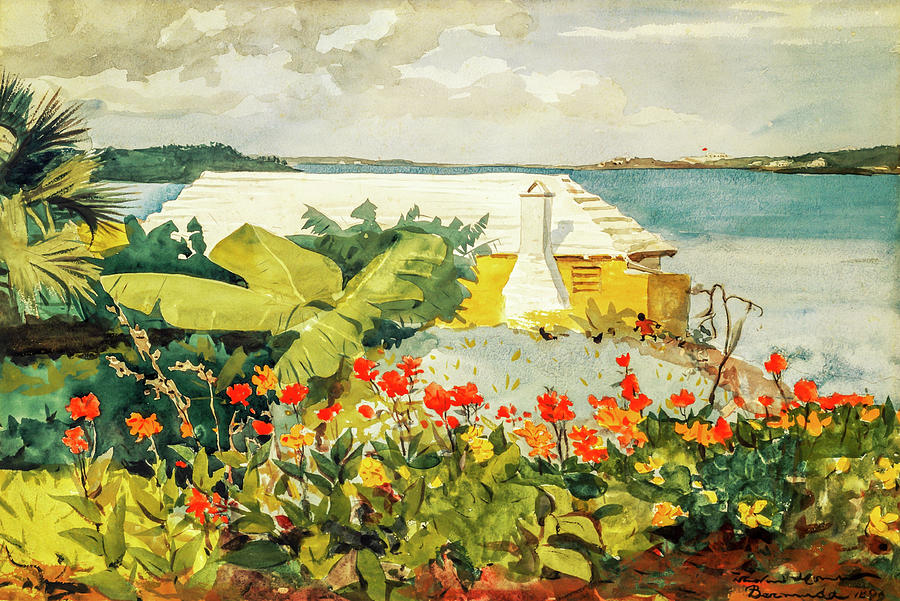 Flower Garden and Bungalow, Bermuda by Winslow Homer Painting by ...