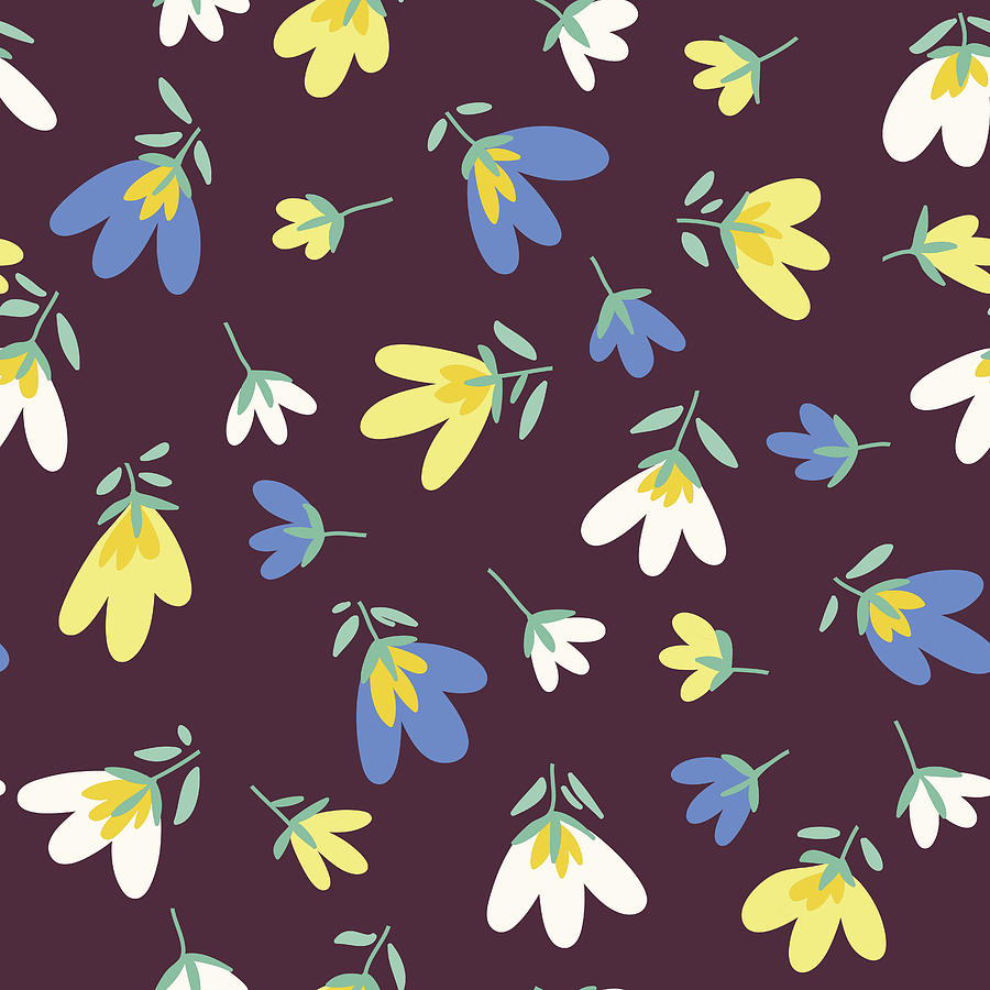 Flower pattern. Spring vector hand-drawn doodle #1 Drawing by Little_cuckoo