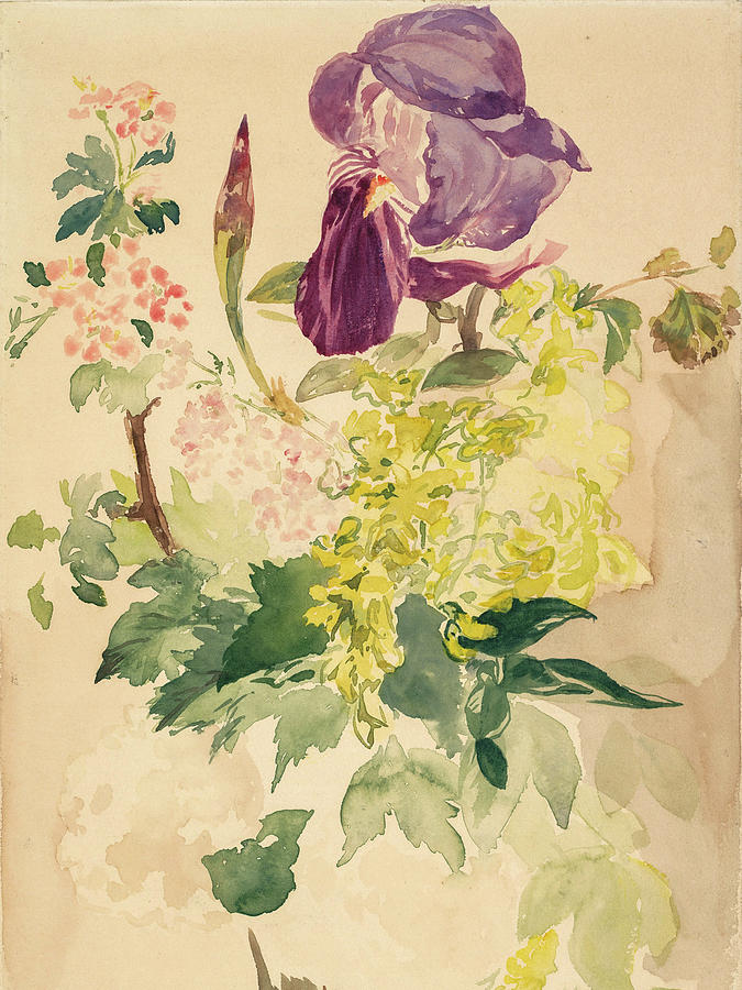 Flower Piece with Iris, Laburnum, and Geranium, 1880 #1 Painting by Edouard Manet Flower Piece with Iris, Laburnum, and Geranium, 1880 #1 Painting by Edouard Manet