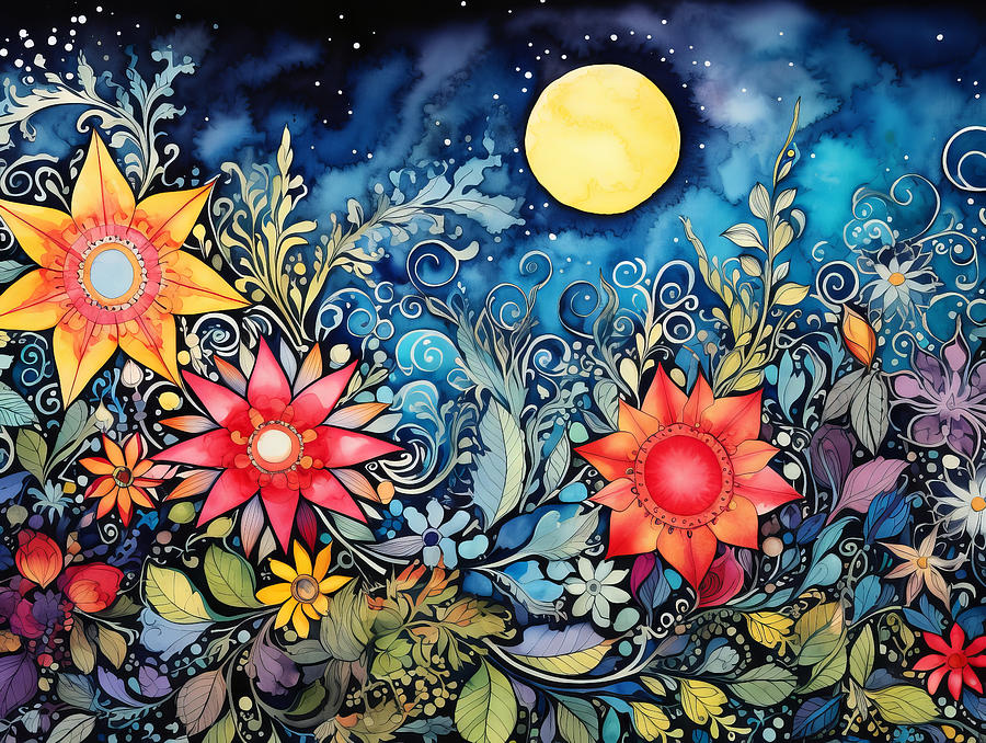Flower watercolor abstraction #1 Digital Art by Karen Foley