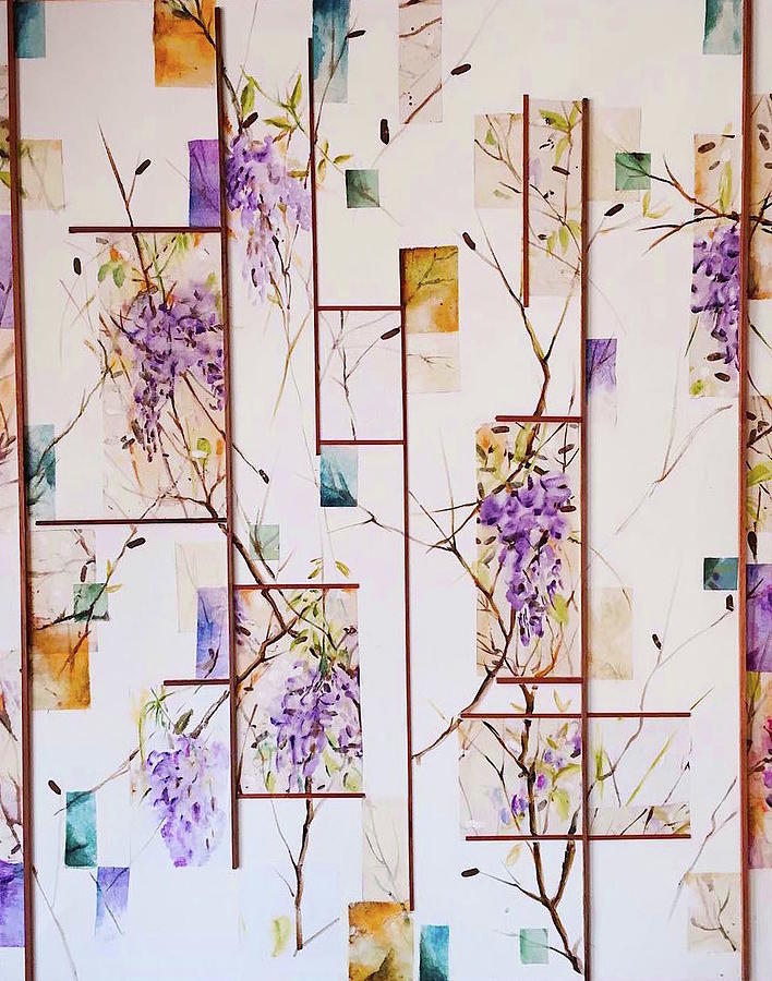 Flowering wisteria II Painting by Carolina Prieto Moreno