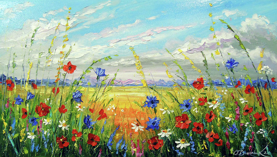 Flowers in a field Painting by Olha Darchuk - Fine Art America