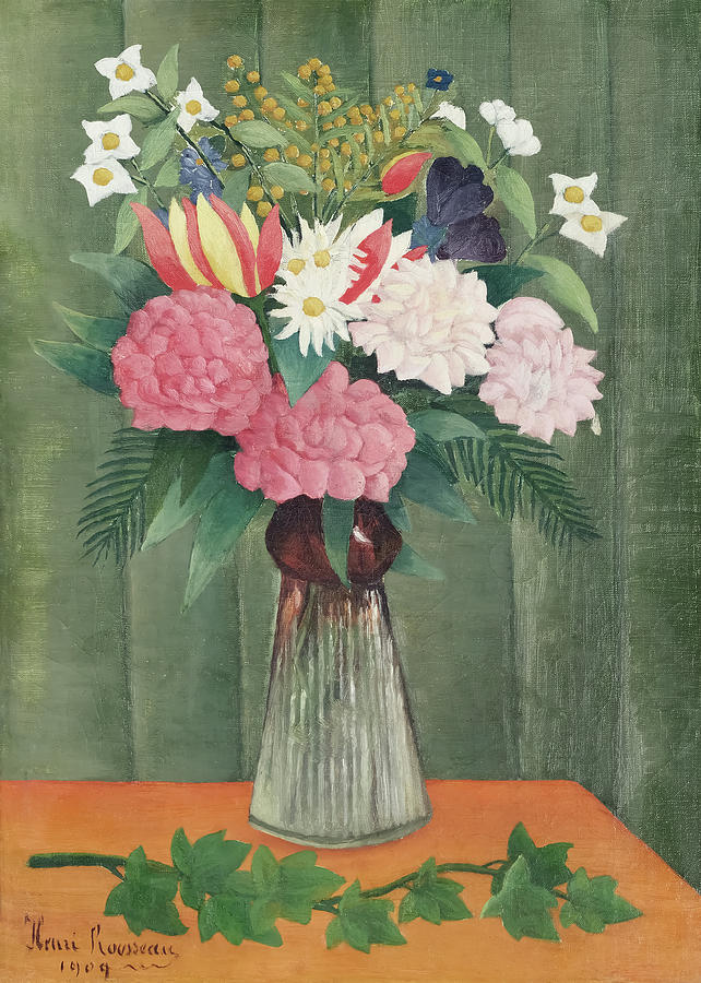 Henri Rousseau Painting - Flowers in a Vase by Henri Rousseau by Mango Art