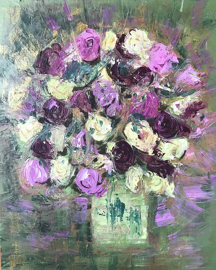 FLowers in gold Painting by Jane McGregor - Fine Art America