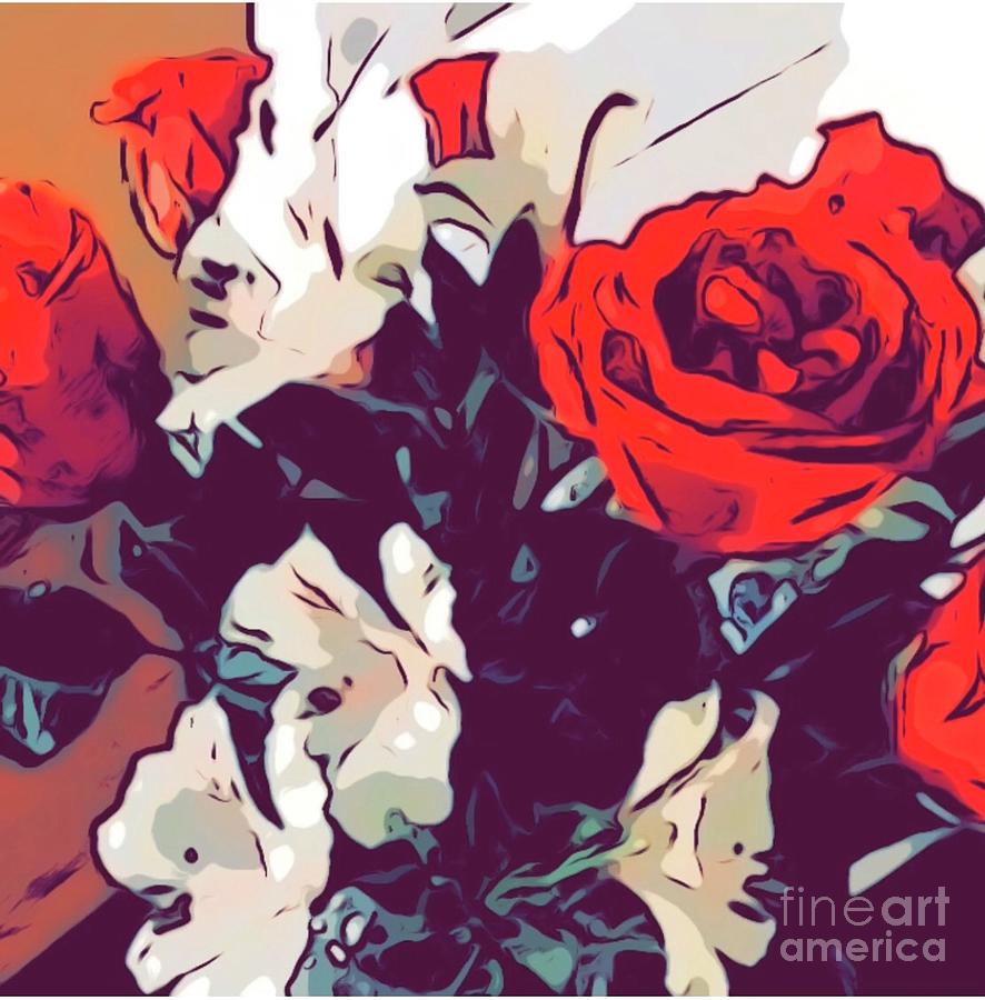 Flowers Red And White Digital Art