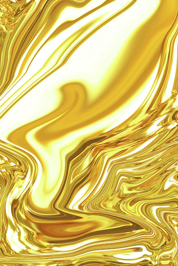 Flowing Golden  Metallic Abstract #1 Photograph by Severija Kirilovaite