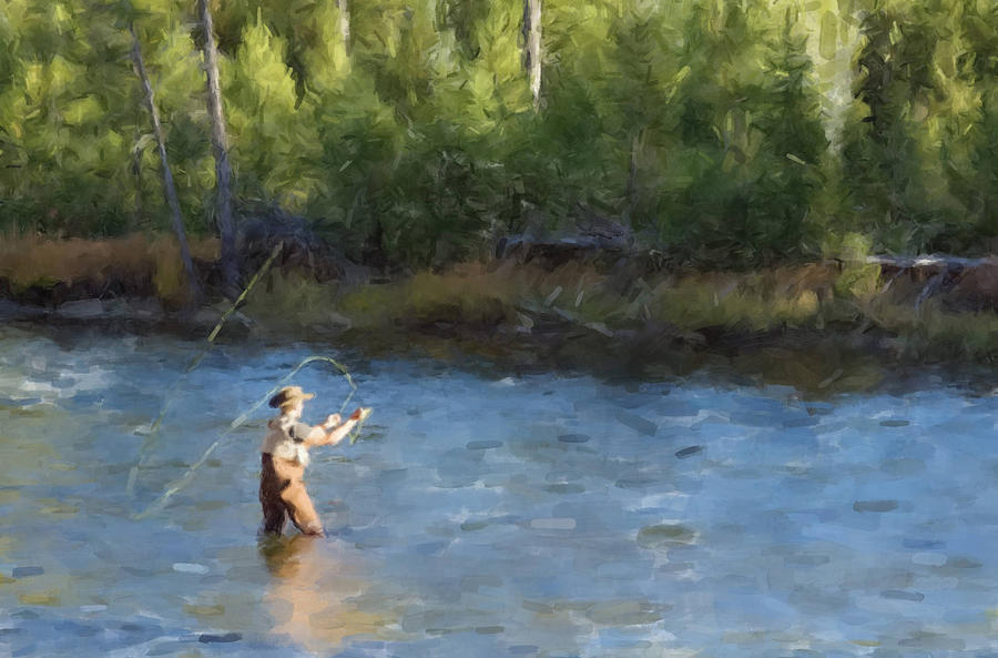 Fly Fishing #1 Painting by Gary Arnold