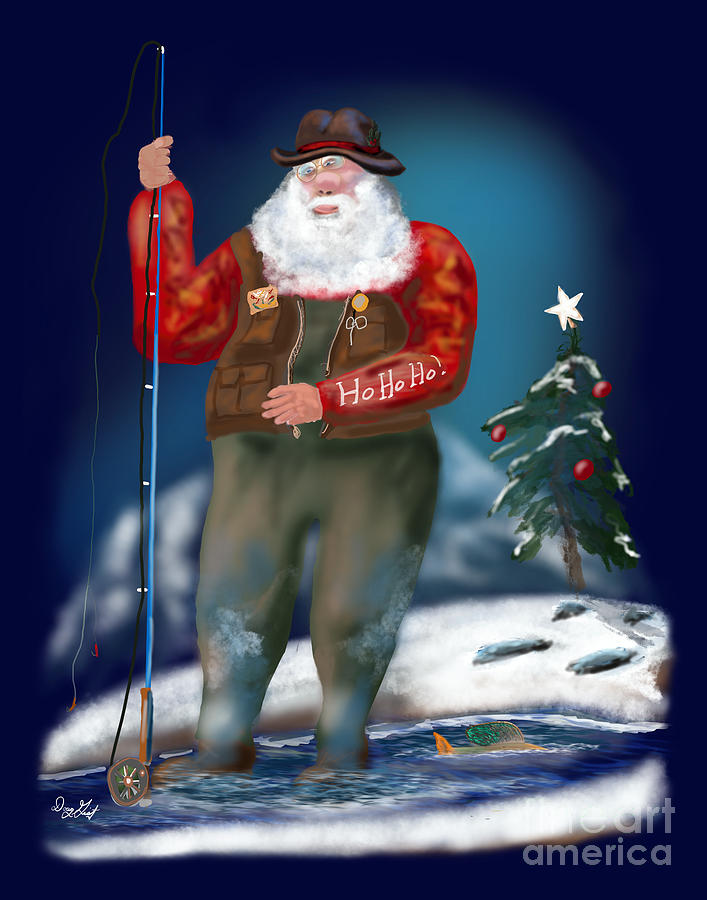 Fly Fishing Santa #2 Digital Art by Doug Gist