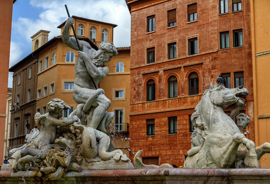Fontana del Nettuno, fountain of Neptune, Piazza Navona, Roma, I #1 Photograph by Elenarts - Elena Duvernay photo