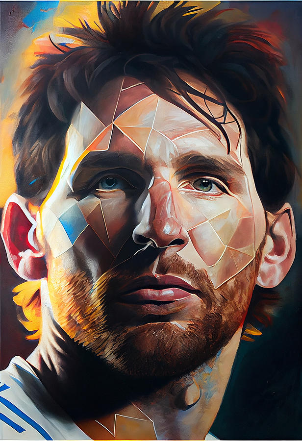 Fantasy Painting - Footbal  Star  Lionel  Messi  masterful  photoreal  a  by Asar Studios #1 by Celestial Images