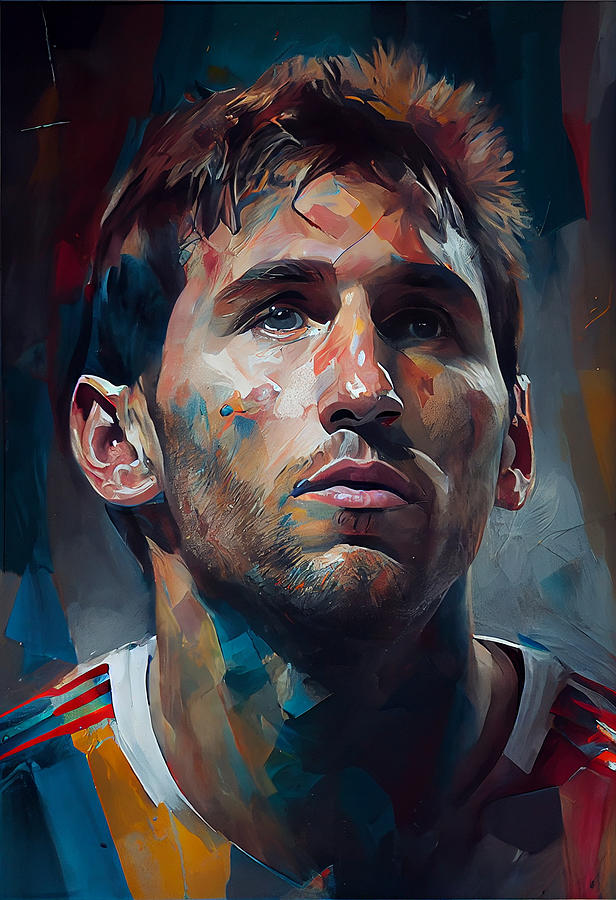 Fantasy Painting - Footbal  Star  Lionel  Messi  masterful  photoreal by Asar Studios #1 by Celestial Images