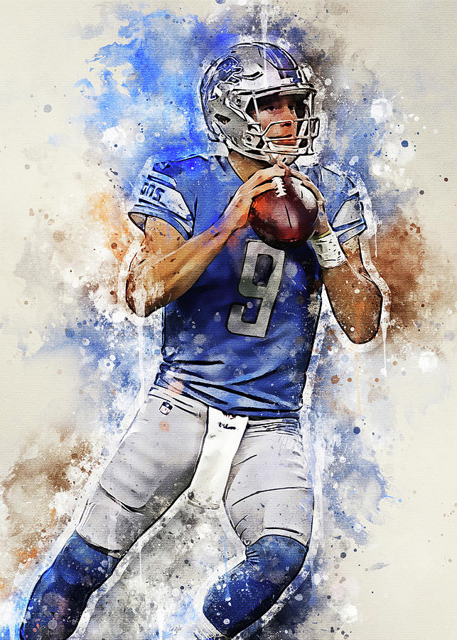 Football Art Detroit Lions Player Matthew Stafford Matthewstafford Matthew  Stafford Johnmatthewstaff by Wrenn Huber