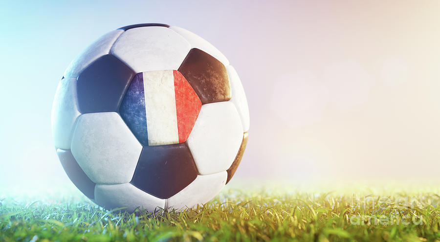 Football Soccer Ball With Flag Of France On Grass Photograph