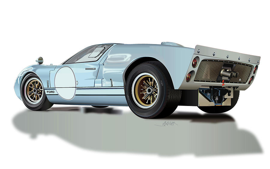 Ford Gt 40 Illustration #1 Drawing by Alain Jamar