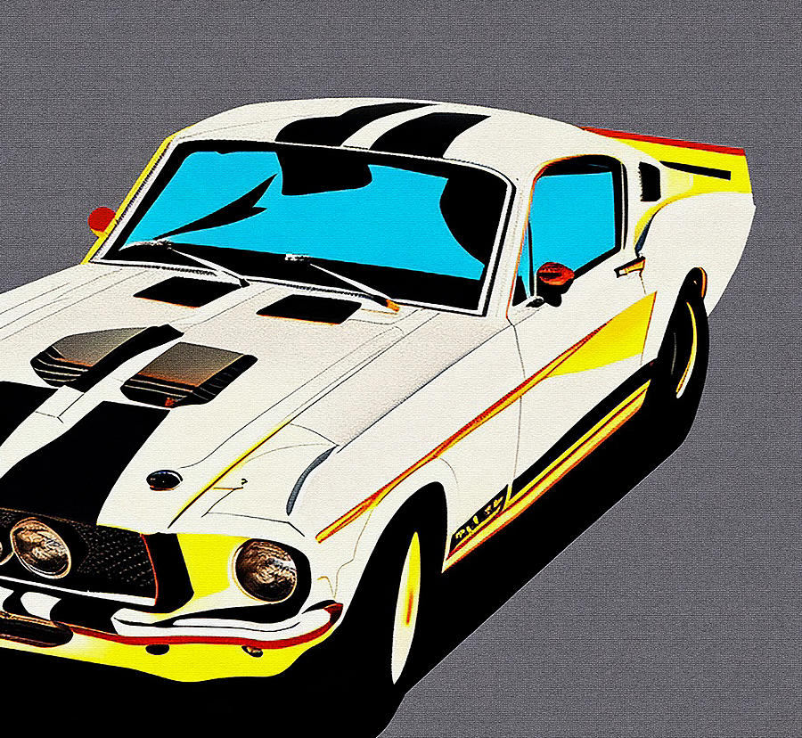 Ford Mustang Shelby Gt350 Ford Ford Mustang White Muscle Pop Art