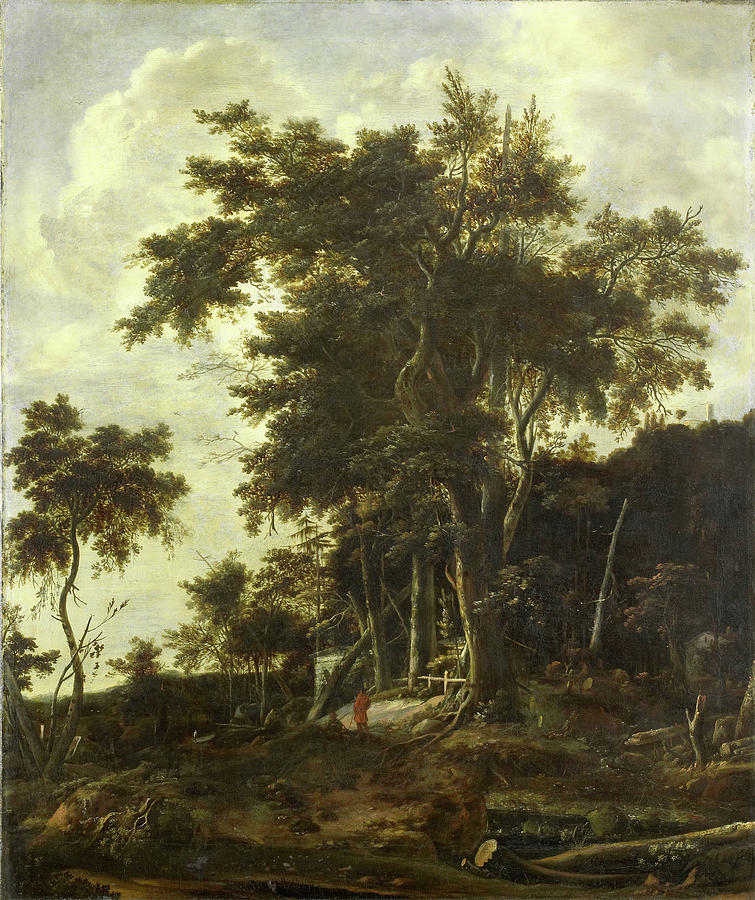 Forest landscape with a woodsmans shed #2 Painting by Roelant Roghman