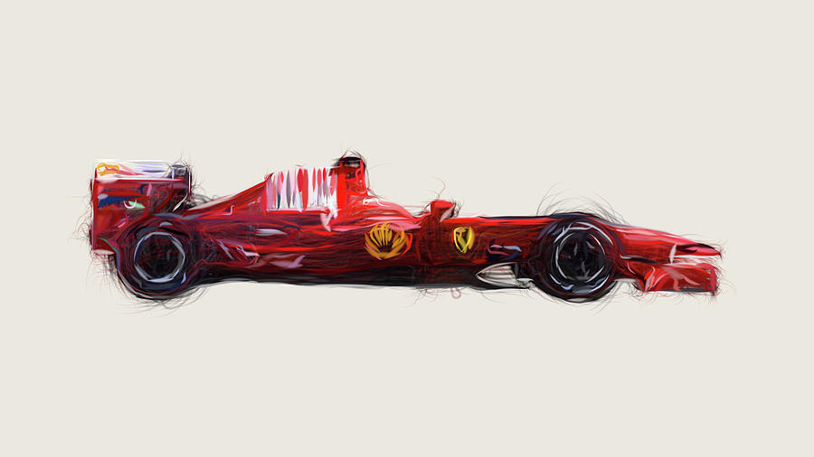 Formula1 Ferrari F60 Car Drawing Digital Art by CarsToon Concept - Fine ...