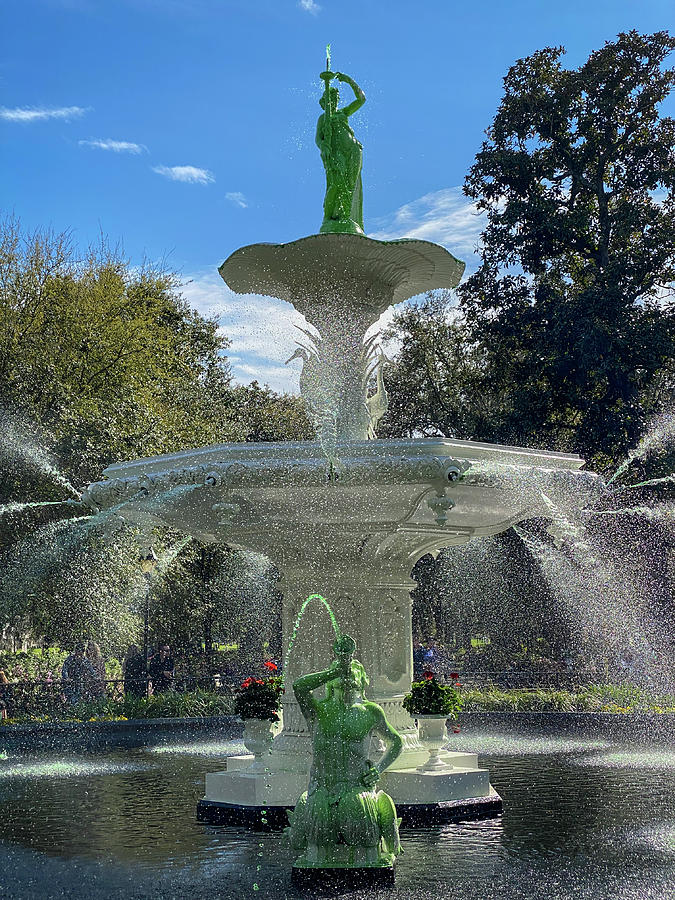Forsyth Park Fountain Ready for St. Patricks Day, Savannah, Geor #1 Photograph by Dawna Moore Photography