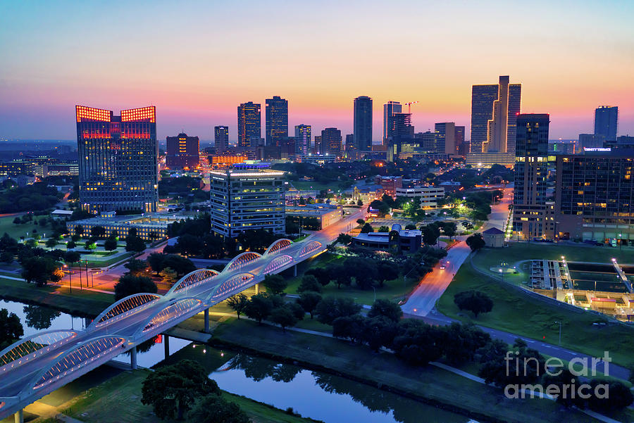 Fort Worth Skyline at Sunrise Photograph by Bee Creek Photography - Tod and Cynthia