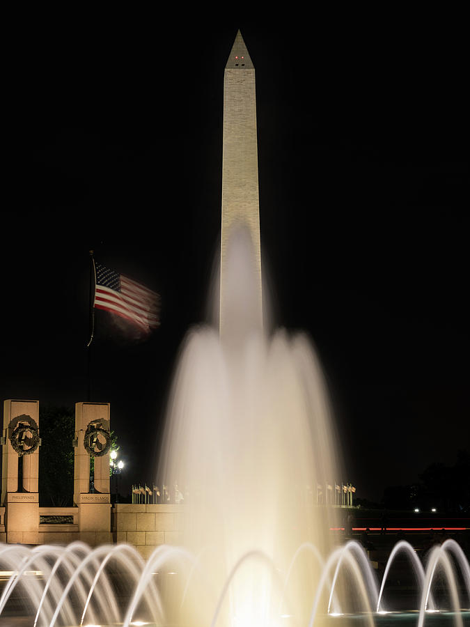 Fountains At World War Two Memorial With Monument Photograph By Steven ...