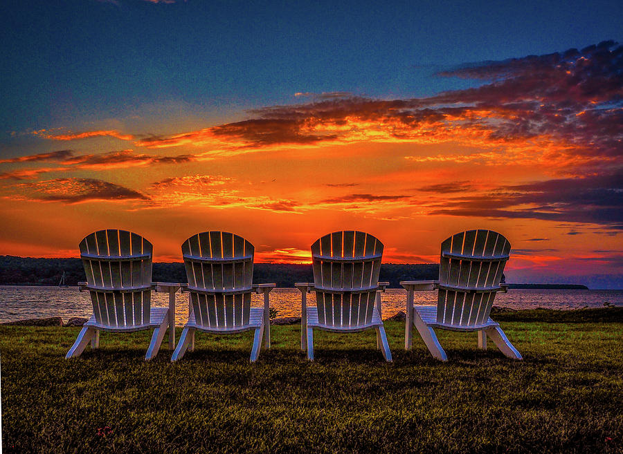 Four Chairs at Sunset in Door County Wisconsin Photograph by James C Richardson