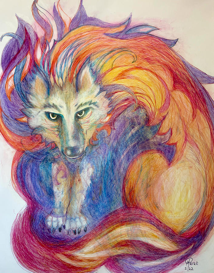 Foxy Wolf #2 Drawing by Marat Essex