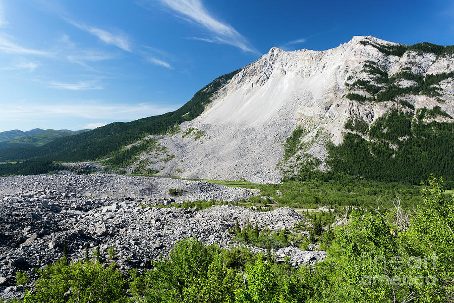 Nature Photograph - Frank Slide Mountain Landslide Alberta #1 by Kevin Miller