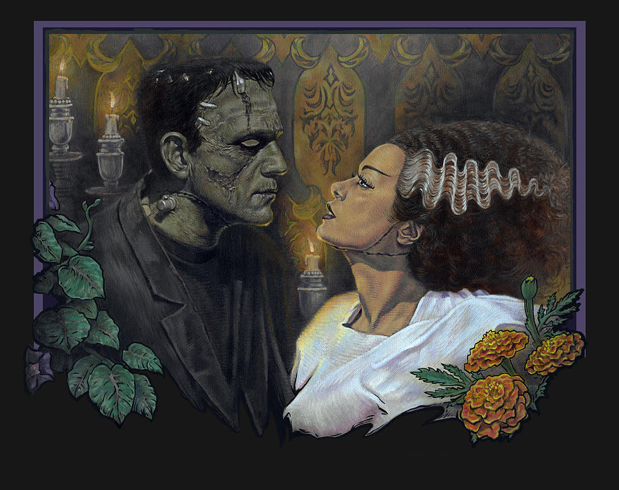 Flower Mixed Media - Frankensteins Monster and Bride #2 by Daniel Ayala