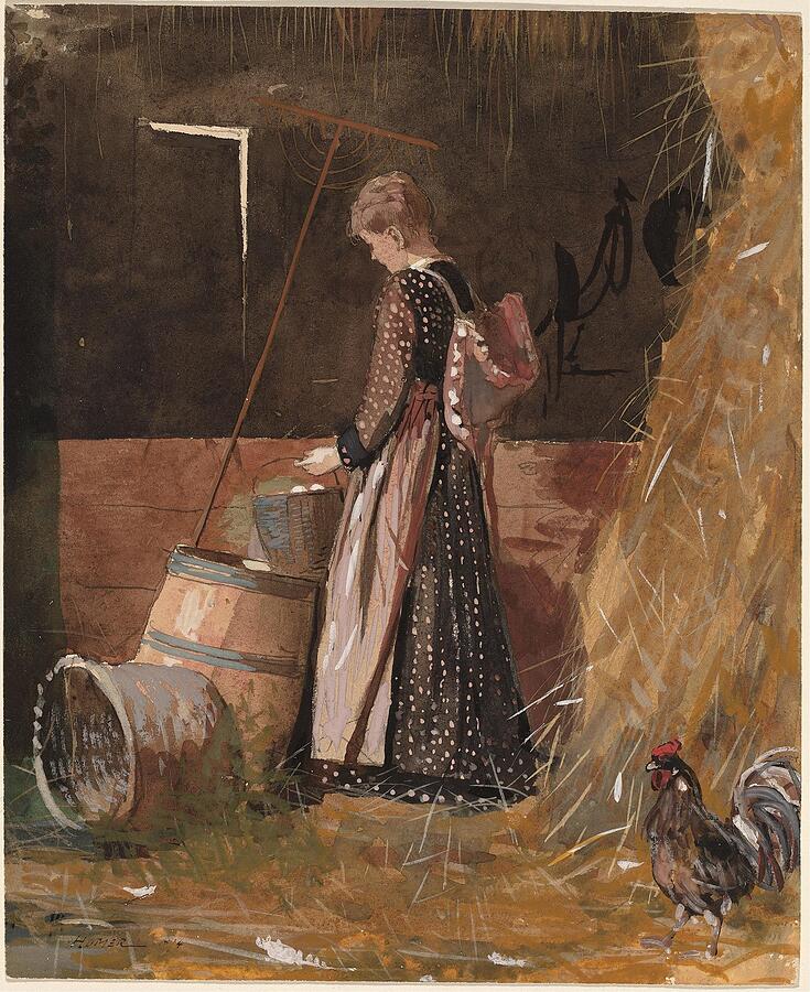 Rooster Painting - Fresh Eggs  #1 by Winslow Homer American