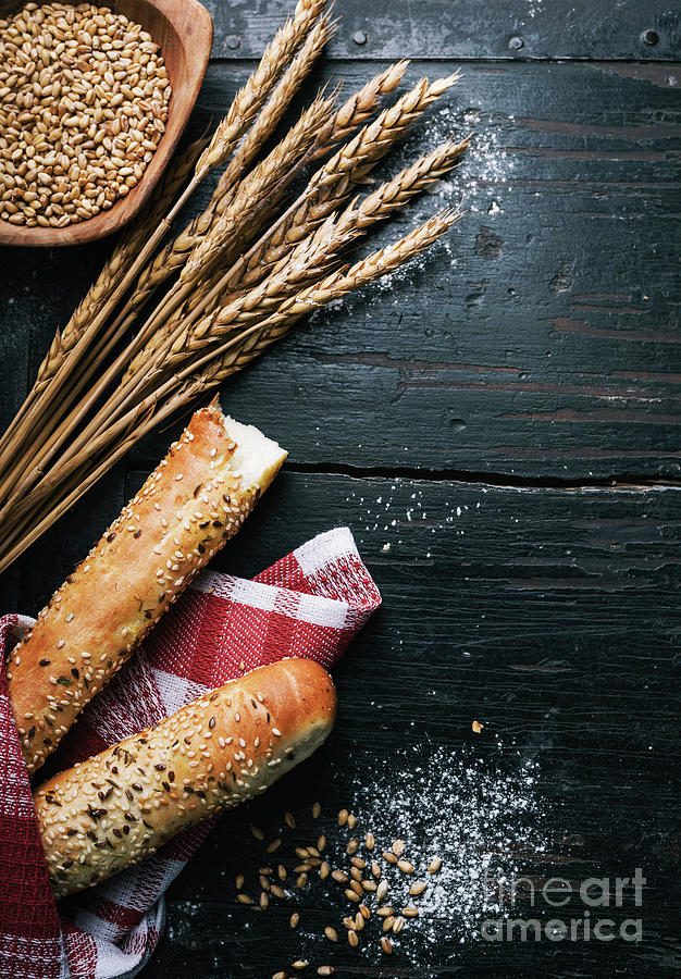 Fresh french baguette bread, organic flour and wholegrain wheat  #1 Photograph by Jelena Jovanovic