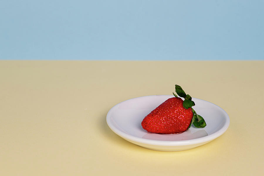 Fresh red strawberry on a white plate #2 Photograph by Michalakis Ppalis